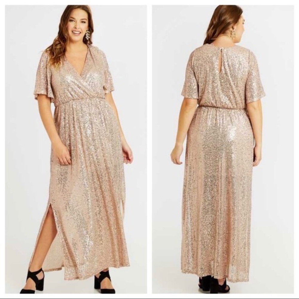 A Beautiful Soul Adela Rose Gold Sequin Dress // Wedding Guest or Bridesmaid